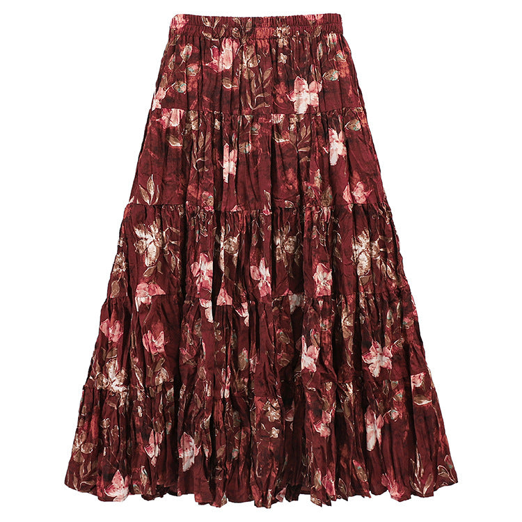 Floral Print High Waist Pleated Skirt