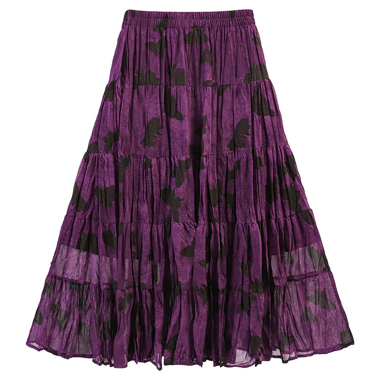 Floral Print High Waist Pleated Skirt