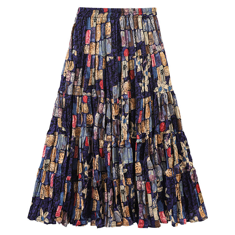 Floral Print High Waist Pleated Skirt
