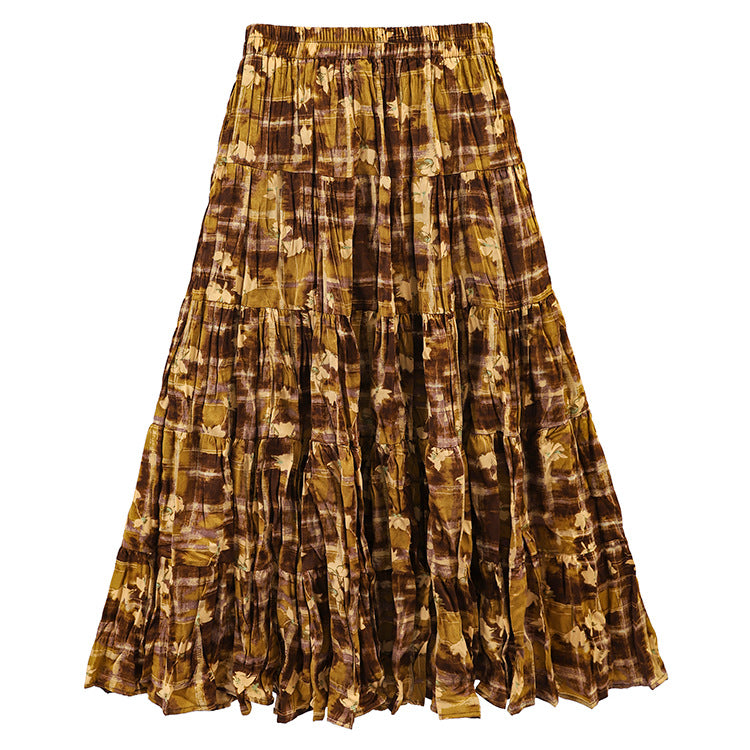 Floral Print High Waist Pleated Skirt