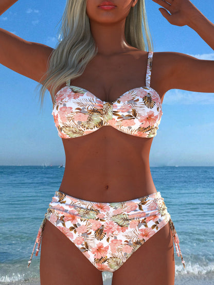 Floral Print High-Waisted Two-Piece Swimsuit