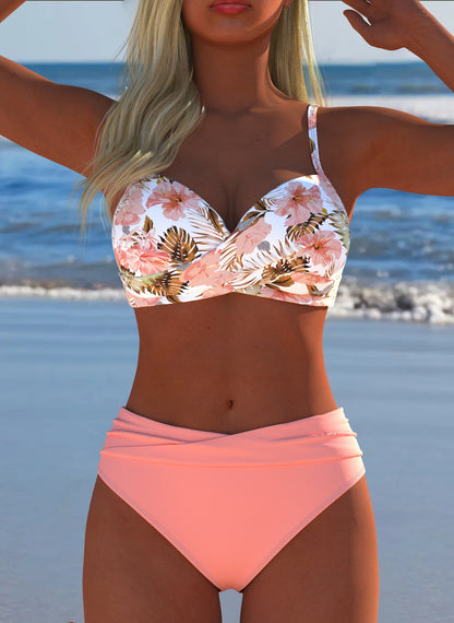 Floral Print High-Waisted Two-Piece Swimsuit