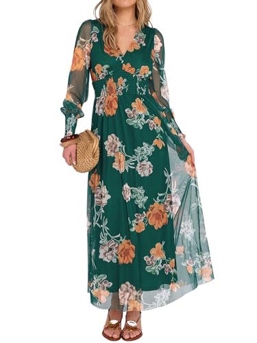 Floral Print Long Sleeve A-Line Dress