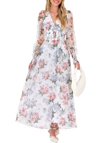 Floral Print Long Sleeve A-Line Dress