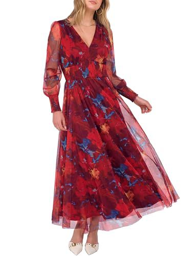 Floral Print Long Sleeve A-Line Dress