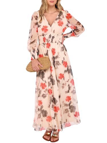 Floral Print Long Sleeve A-Line Dress