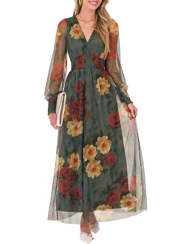 Floral Print Long Sleeve A-Line Dress