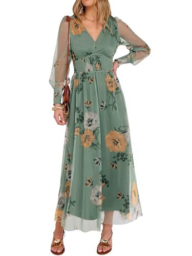 Floral Print Long Sleeve A-Line Dress
