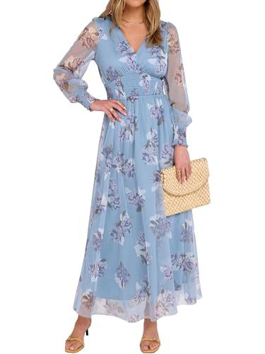 Floral Print Long Sleeve A-Line Dress