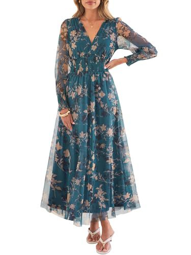 Floral Print Long Sleeve A-Line Dress