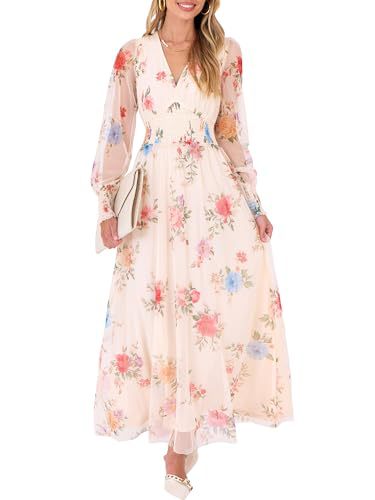 Floral Print Long Sleeve A-Line Dress