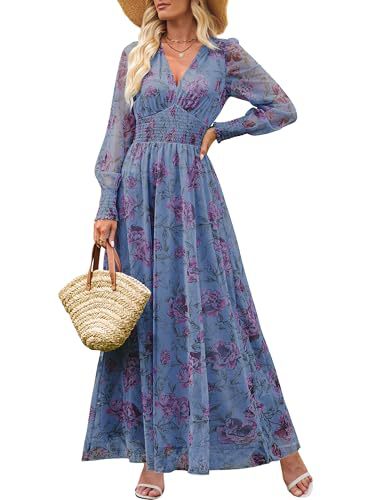 Floral Print Long Sleeve A-Line Dress
