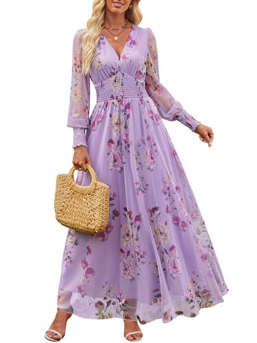 Floral Print Long Sleeve A-Line Dress