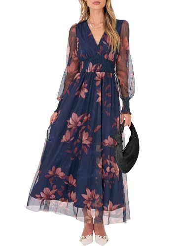 Floral Print Long Sleeve A-Line Dress