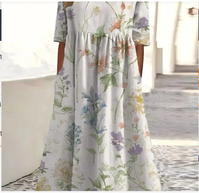 Floral Print Long Sleeve Dress