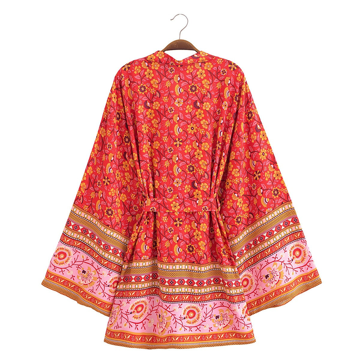 Floral Print Long Sleeve Kimono Beach Sun Protection Jacket