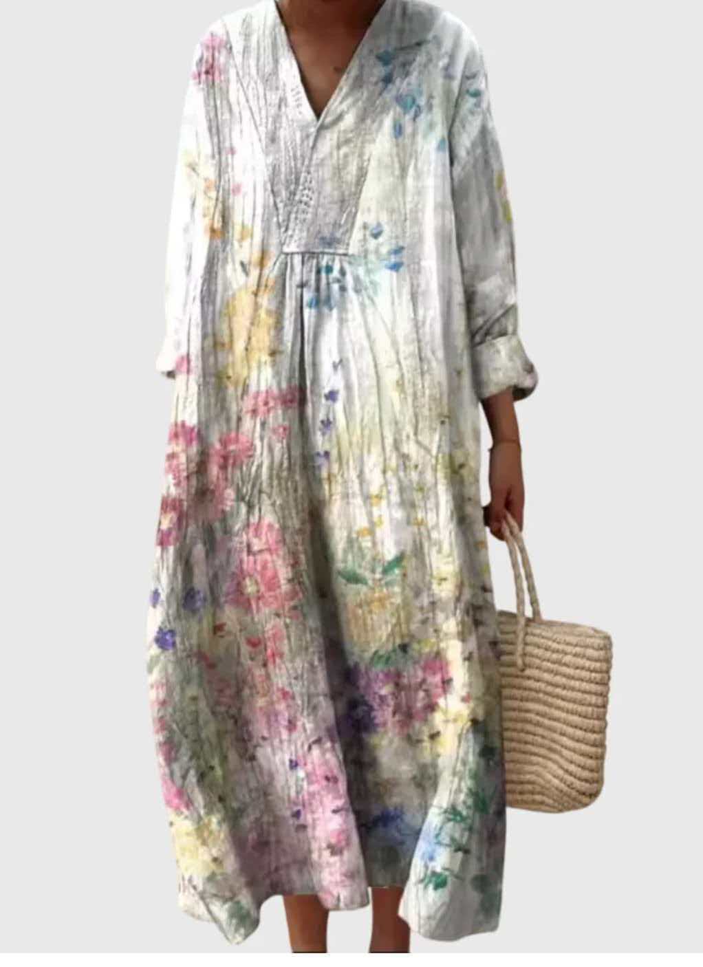 Floral Print Long Sleeve Shirt Dress