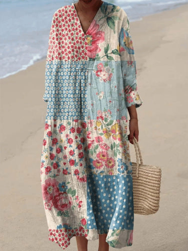 Floral Print Long Sleeve Shirt Dress