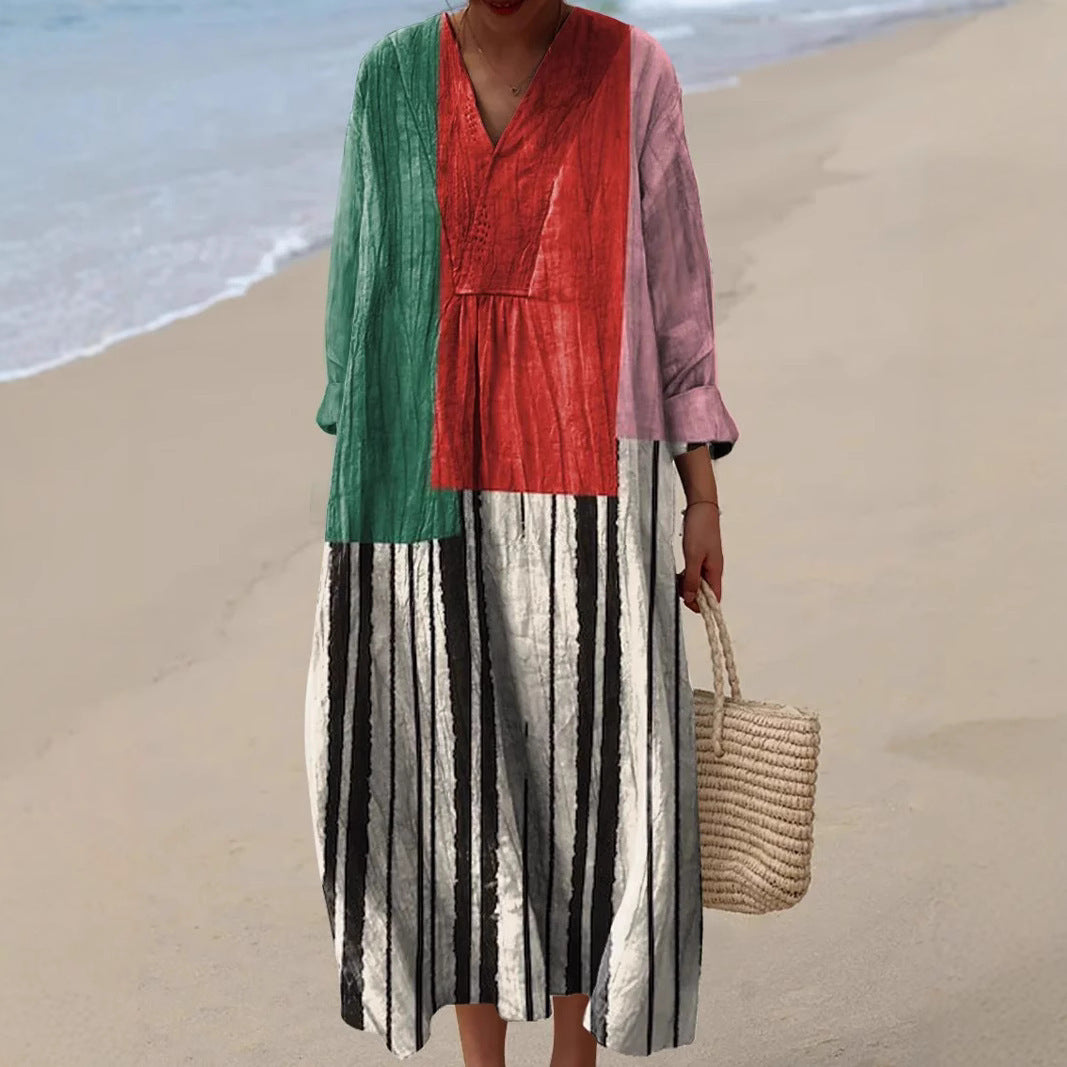 Floral Print Long Sleeve Shirt Dress
