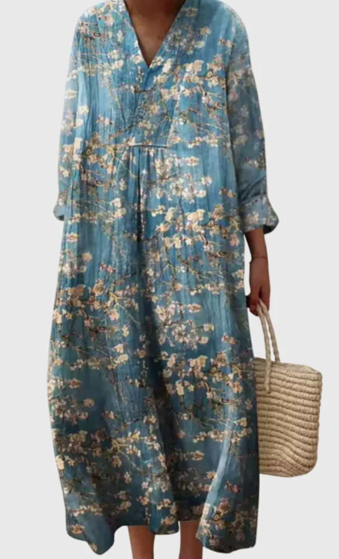 Floral Print Long Sleeve Shirt Dress