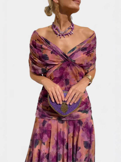 Floral Print Mesh Strap Dress