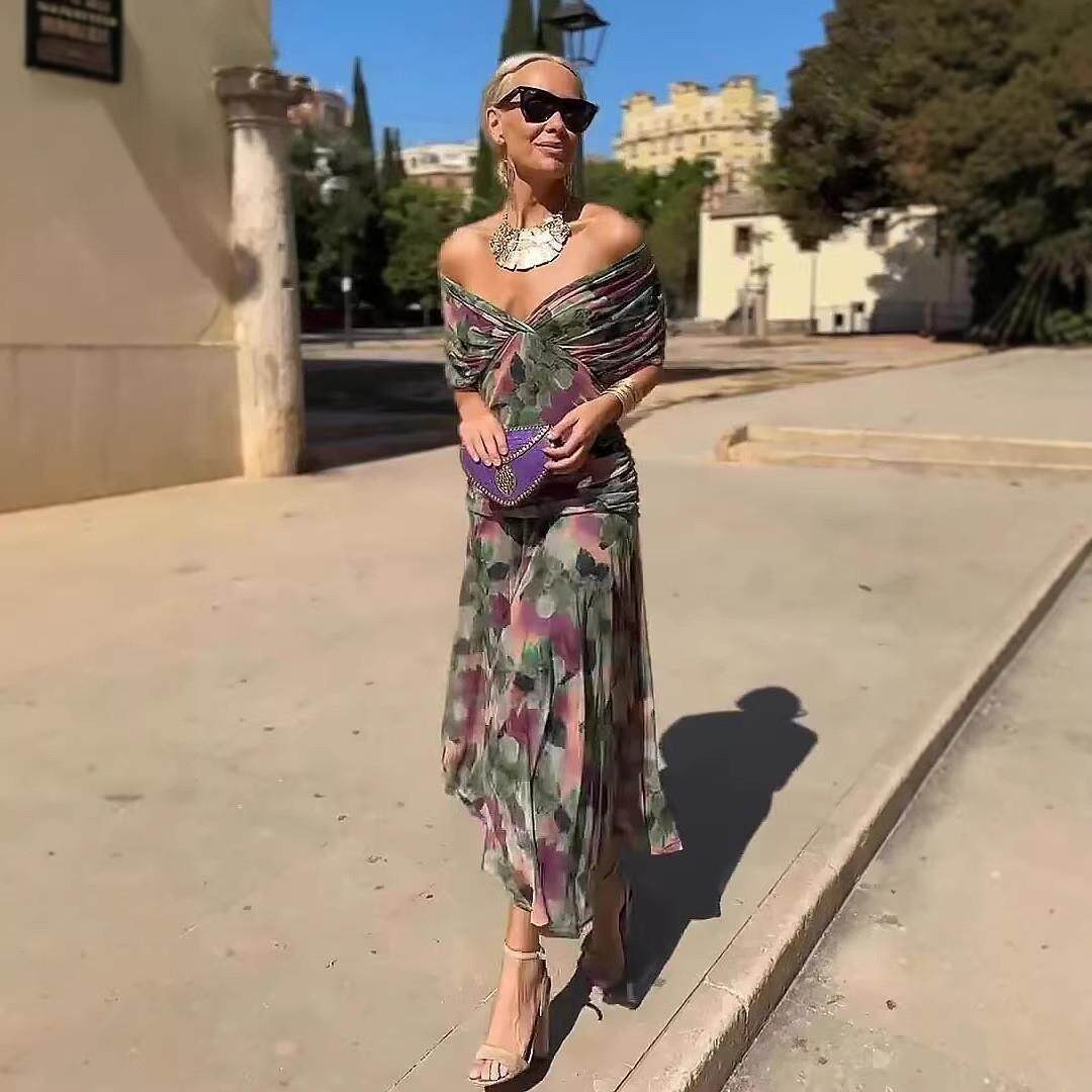 Floral Print Mesh Strap Dress