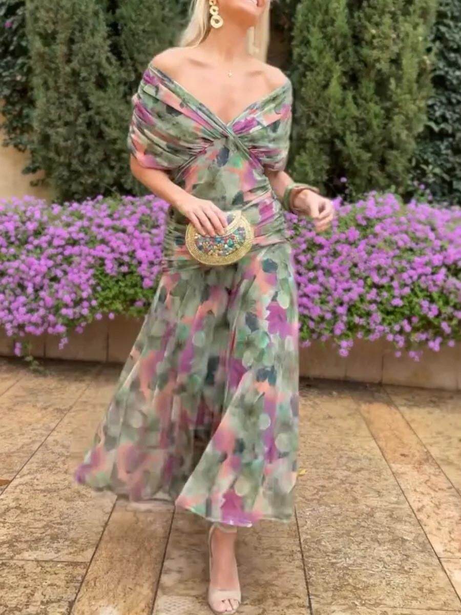 Floral Print Mesh Strap Dress