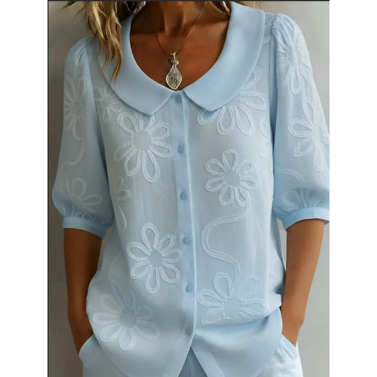 Floral Print Mid-Sleeve Shirt