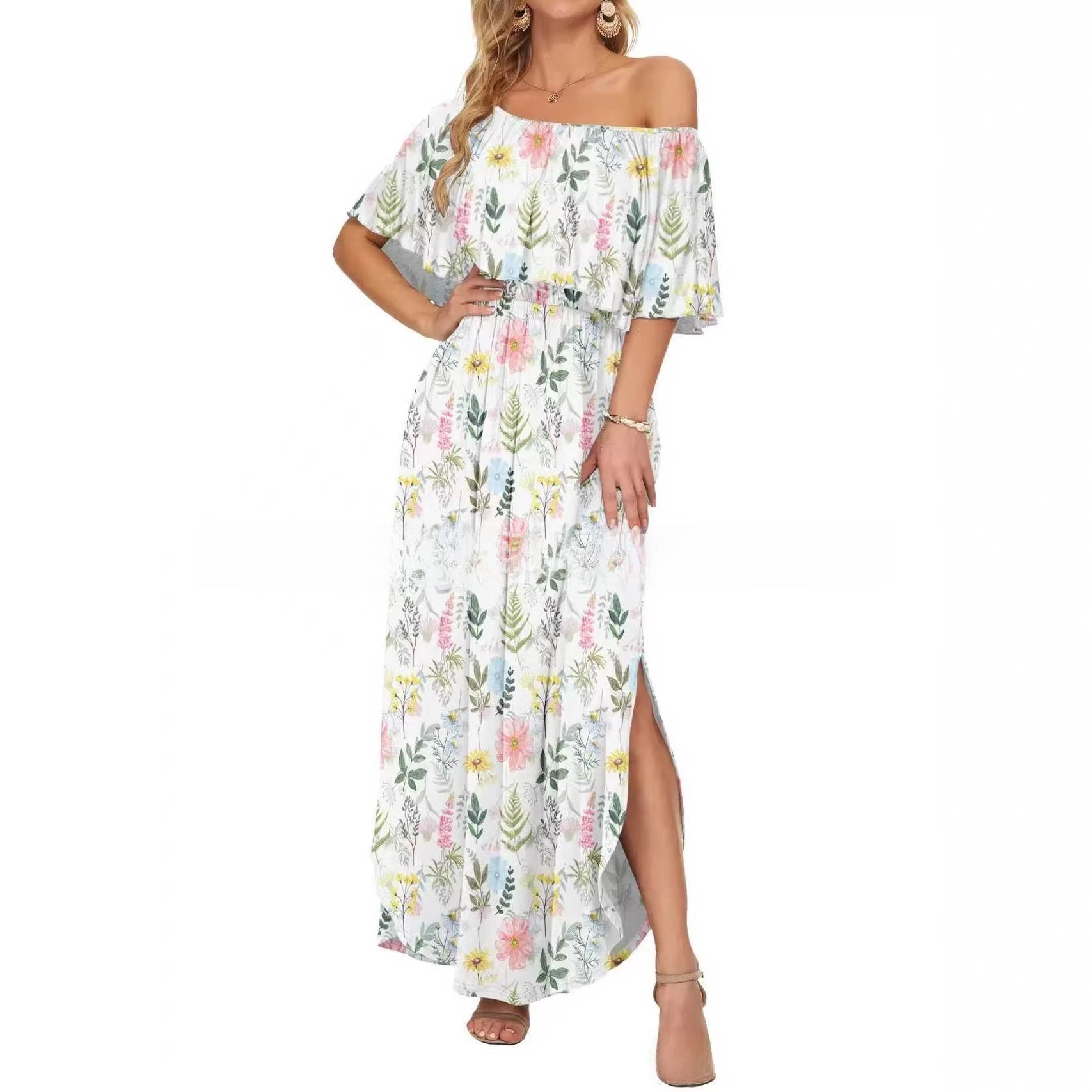 Floral Print Off-Shoulder Long Dress