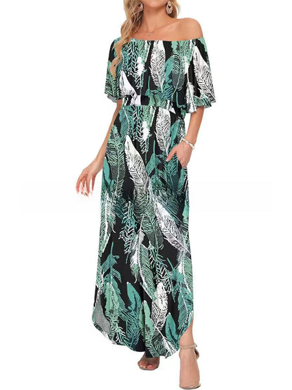 Floral Print Off-Shoulder Long Dress