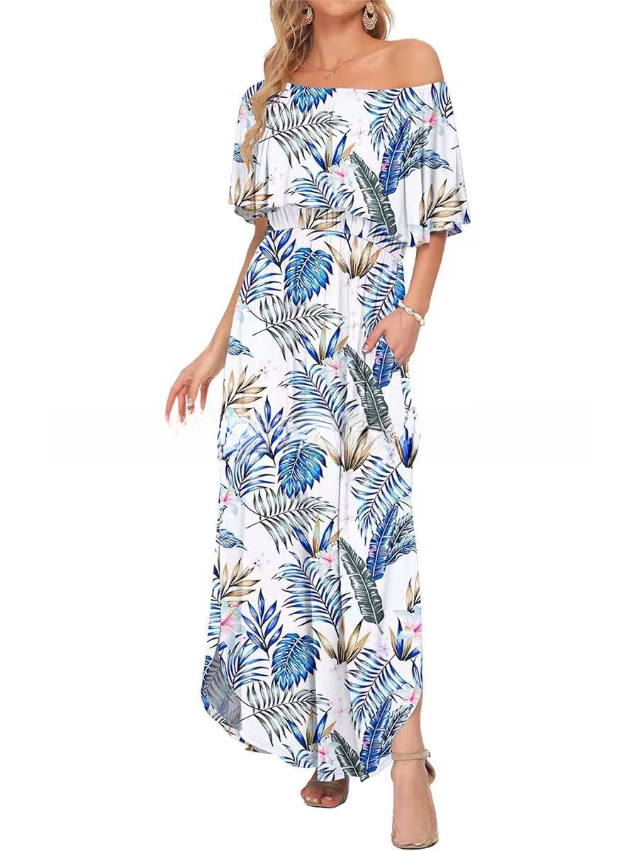 Floral Print Off-Shoulder Long Dress