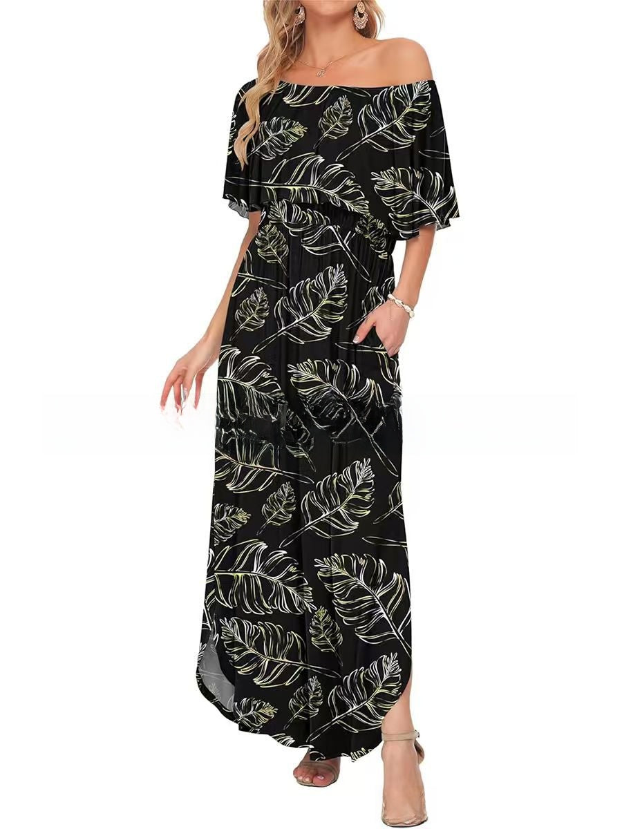 Floral Print Off-Shoulder Long Dress