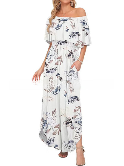 Floral Print Off-Shoulder Long Dress