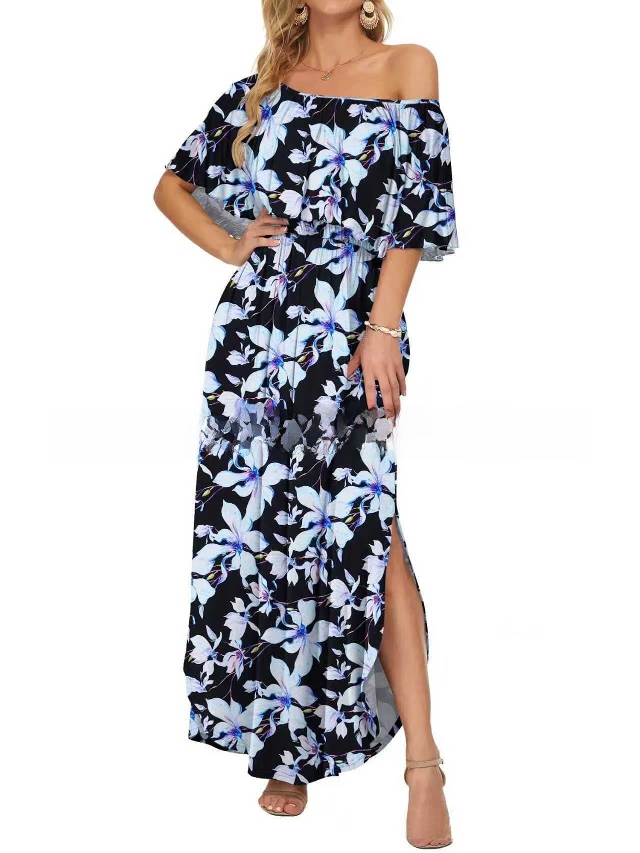 Floral Print Off-Shoulder Long Dress