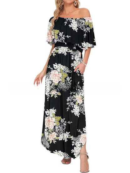 Floral Print Off-Shoulder Long Dress
