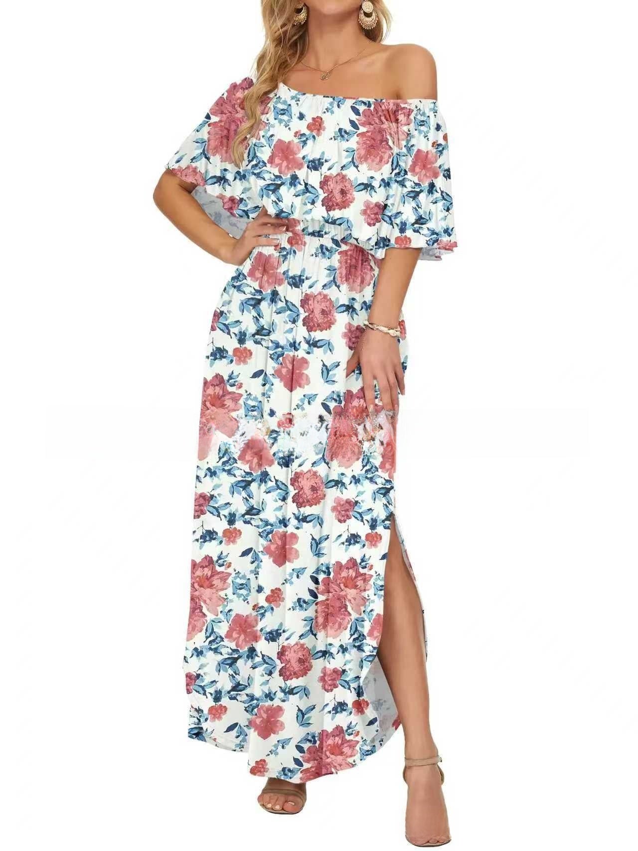 Floral Print Off-Shoulder Long Dress