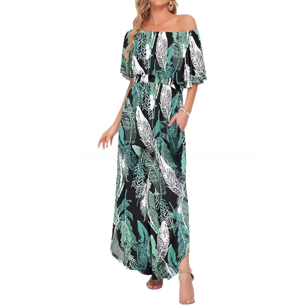 Floral Print Off-Shoulder Long Dress