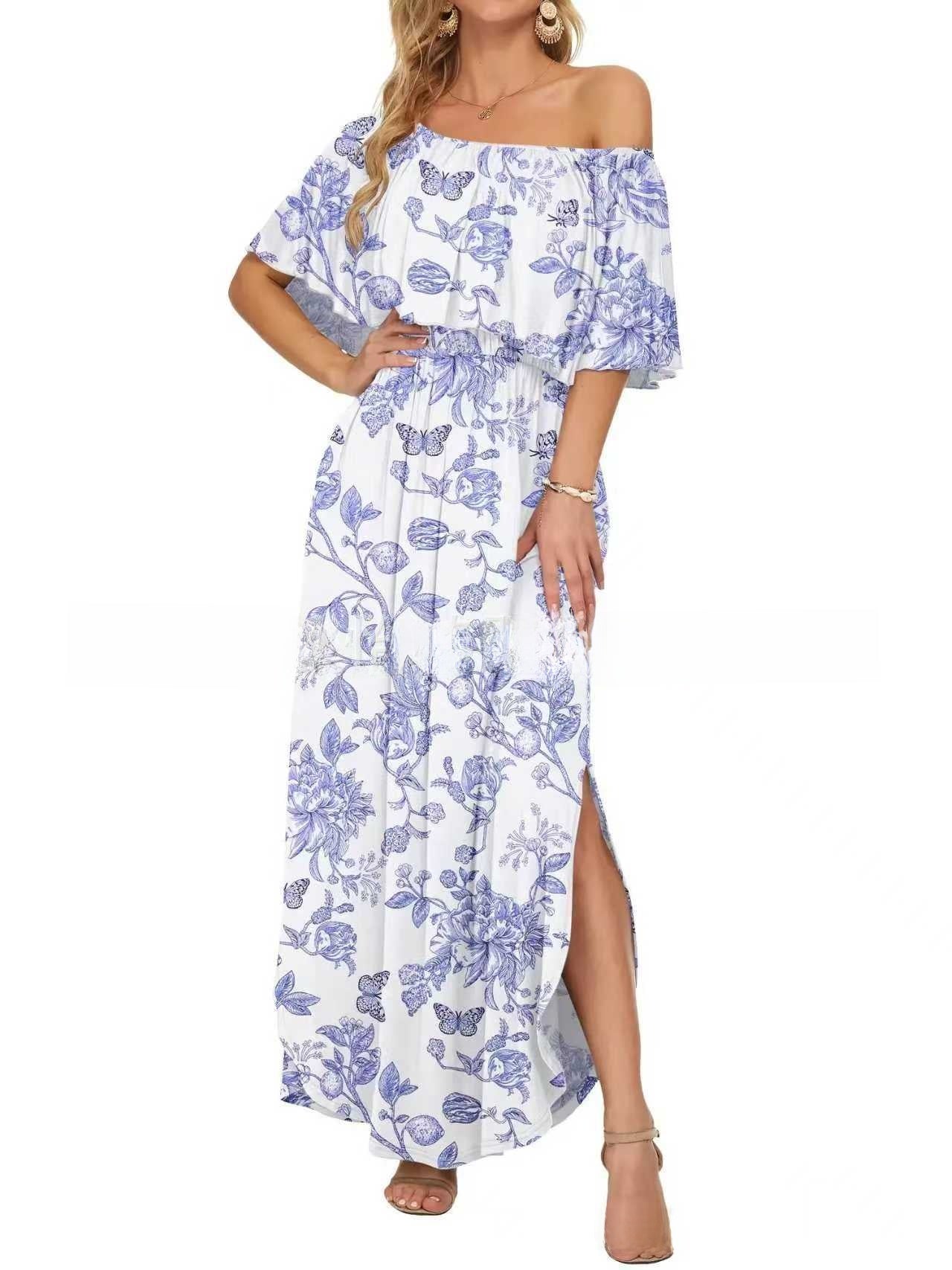 Floral Print Off-Shoulder Long Dress