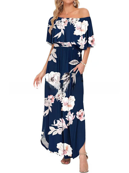 Floral Print Off-Shoulder Long Dress