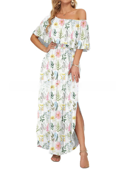 Floral Print Off-Shoulder Long Dress