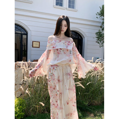 Floral Print Off-Shoulder Top and Pants Set