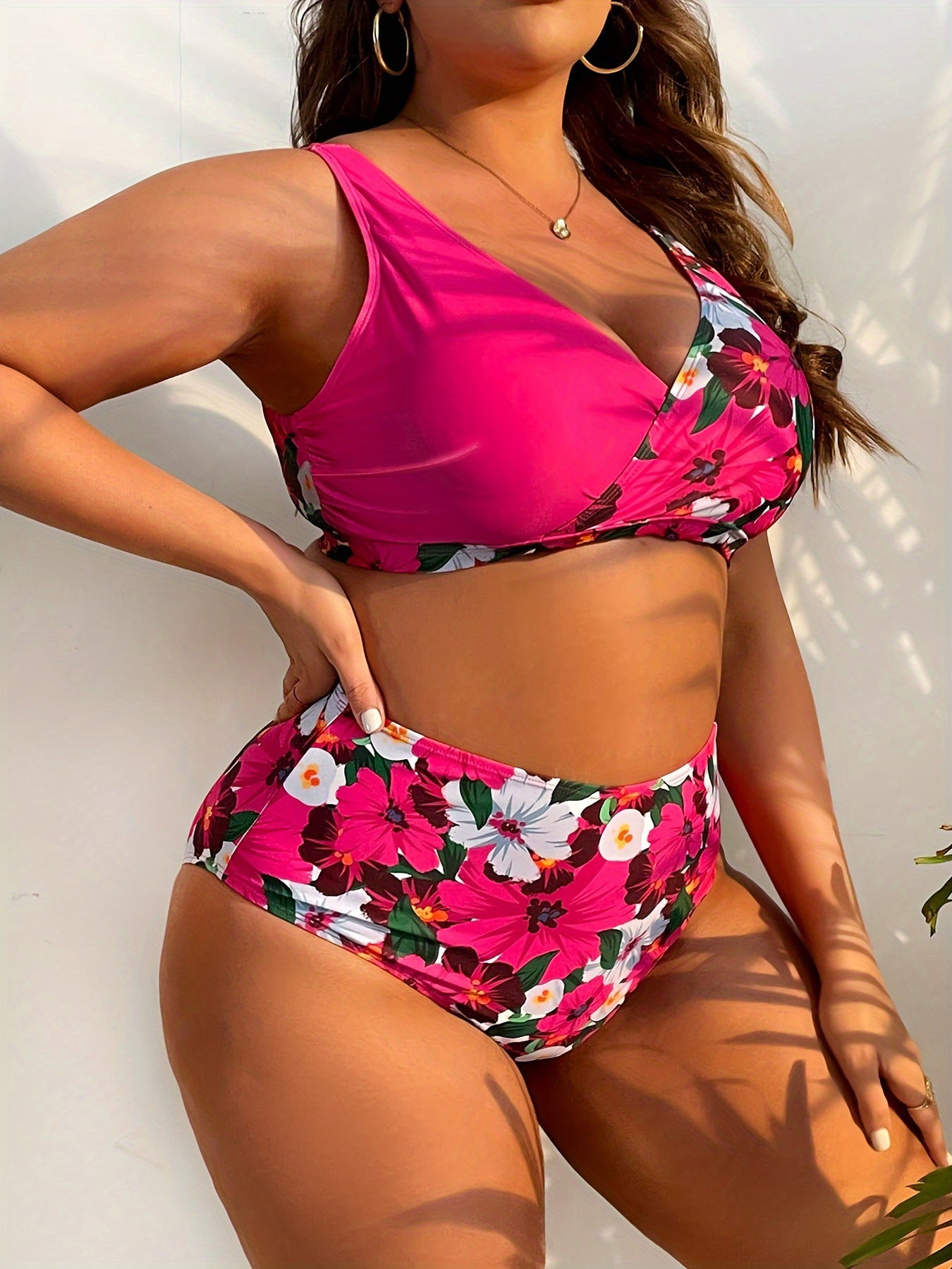 Floral Print Plus Size Swimsuit for Women