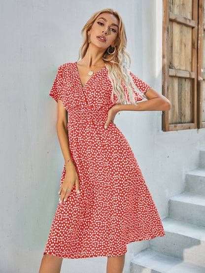 Floral Print Short Sleeve Dress