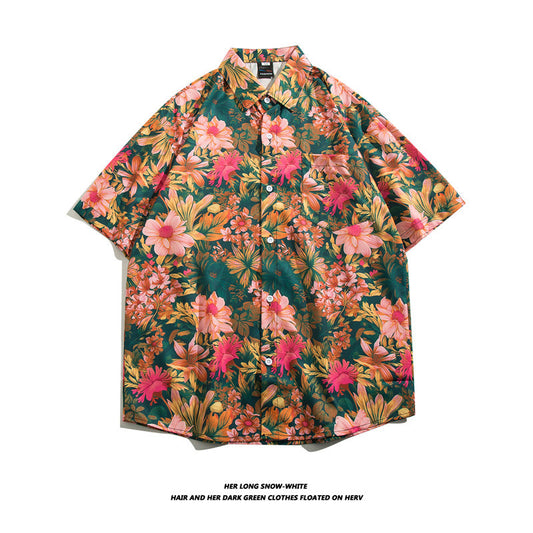 Floral Print Short Sleeve Hawaiian Shirt