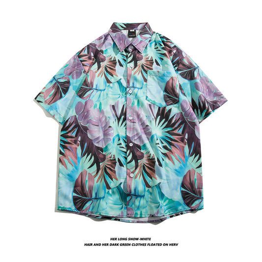 Floral Print Short Sleeve Hawaiian Shirt