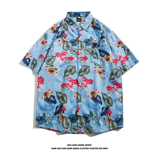 Floral Print Short Sleeve Hawaiian Shirt