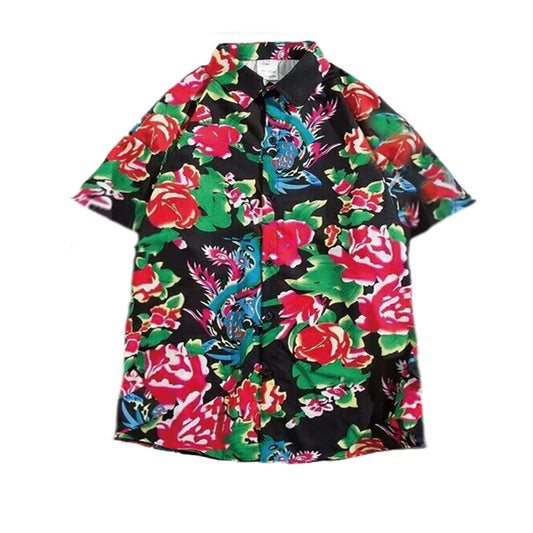 Floral Print Short Sleeve Hawaiian Shirt