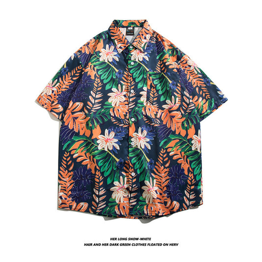 Floral Print Short Sleeve Hawaiian Shirt