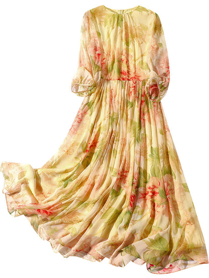 Floral Print Silk Dress