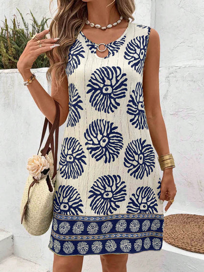 Floral Print Sleeveless A-Line Dress